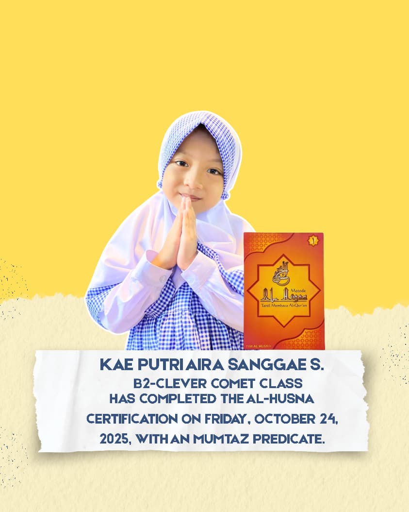 Kae Putri Aira Sanggae Seneng Raih Predikat Mumtaz dalam Sertifikasi Al Husna